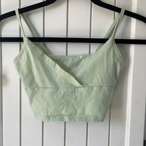Pacsun Mint Green V-Neck Crossover Cami Womens Cropped Tank